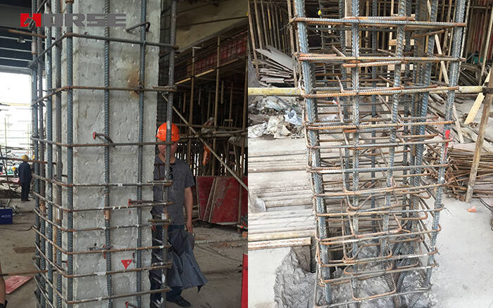 column jacketing, anchoring steel rebar