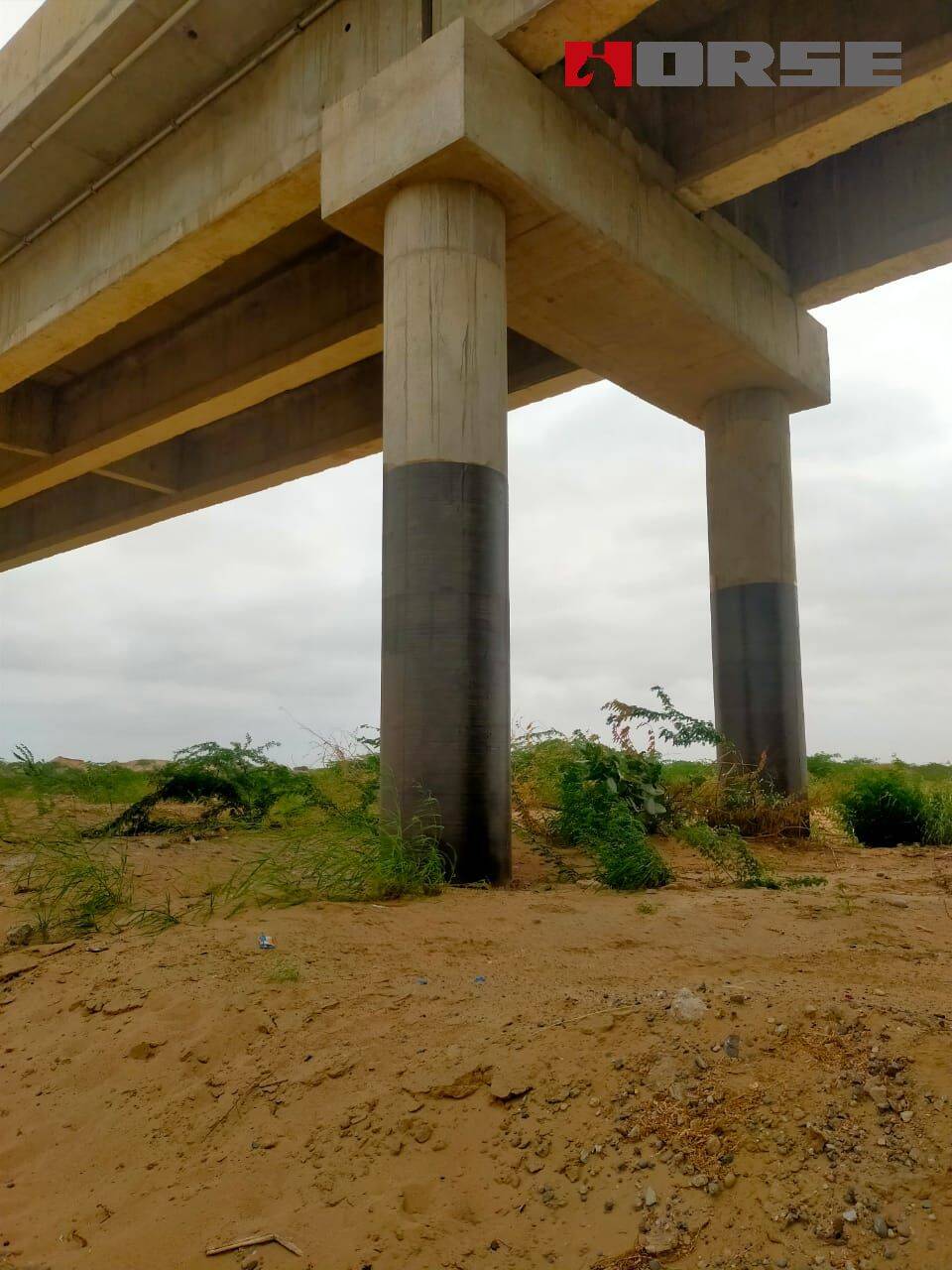 Carbon Fiber CFRP Strengthening The Pier Of Bridge